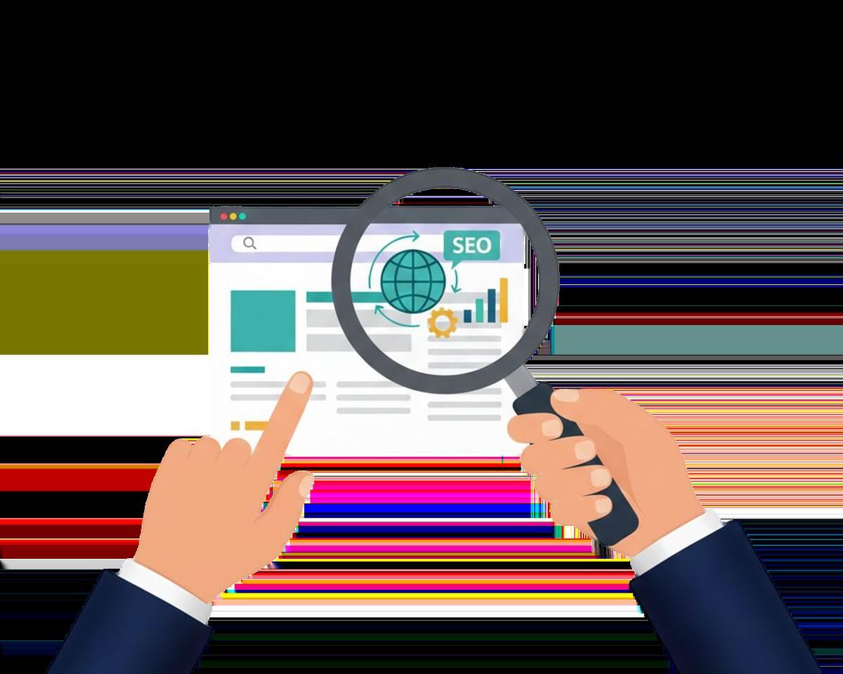 magnifiant sur écran web montre SEO et graphiques